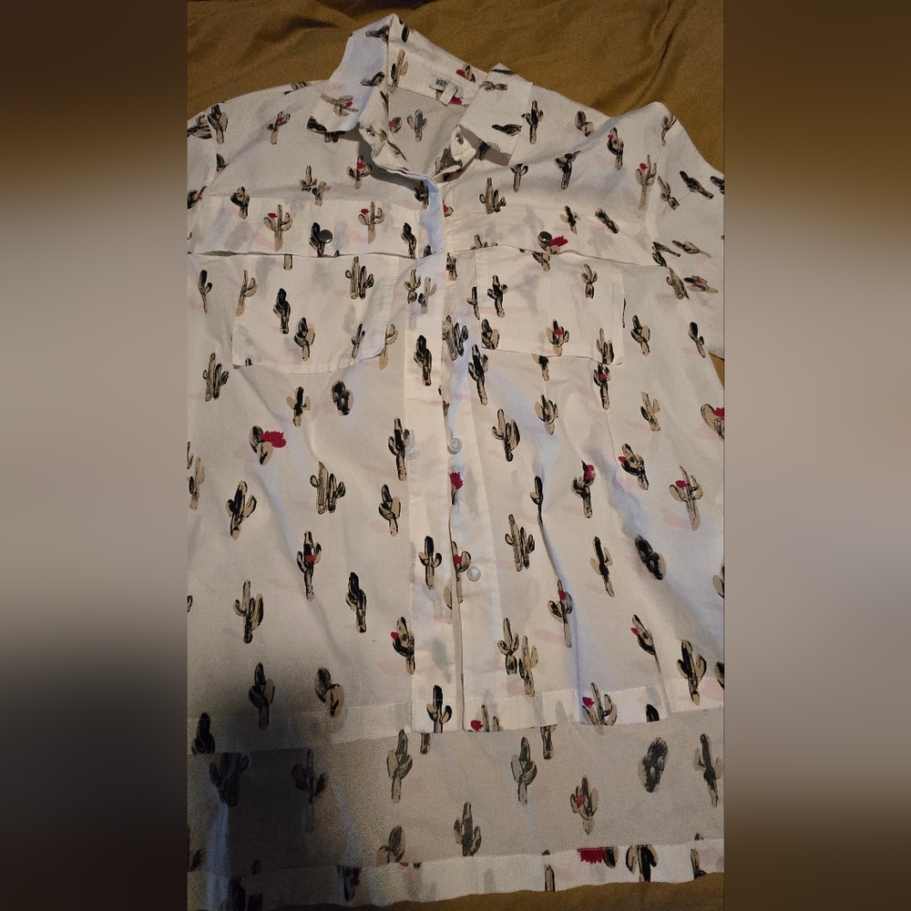 Men's White Cactus Print Shirt Kenzo